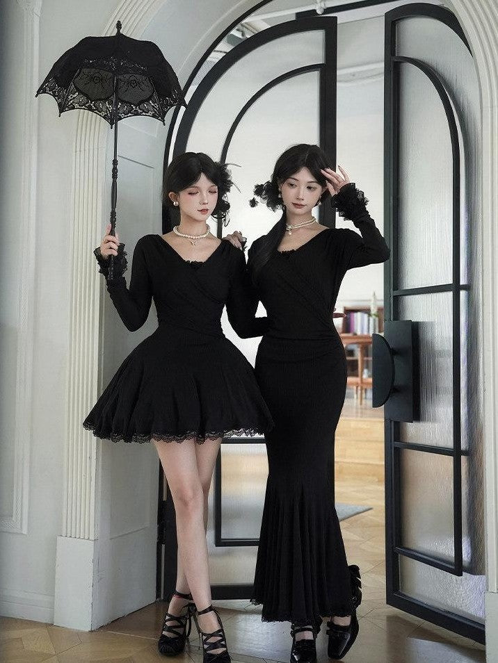 With PUJI Low V Knit Stretch Fitted Fishtail Women's 3pc Full Coordination Sets
