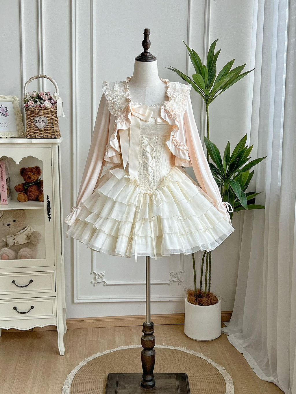 With PUJI Mist Kiss Lily Adjustable Straps Waist Boning Women's Jsk / Jumper Skirts