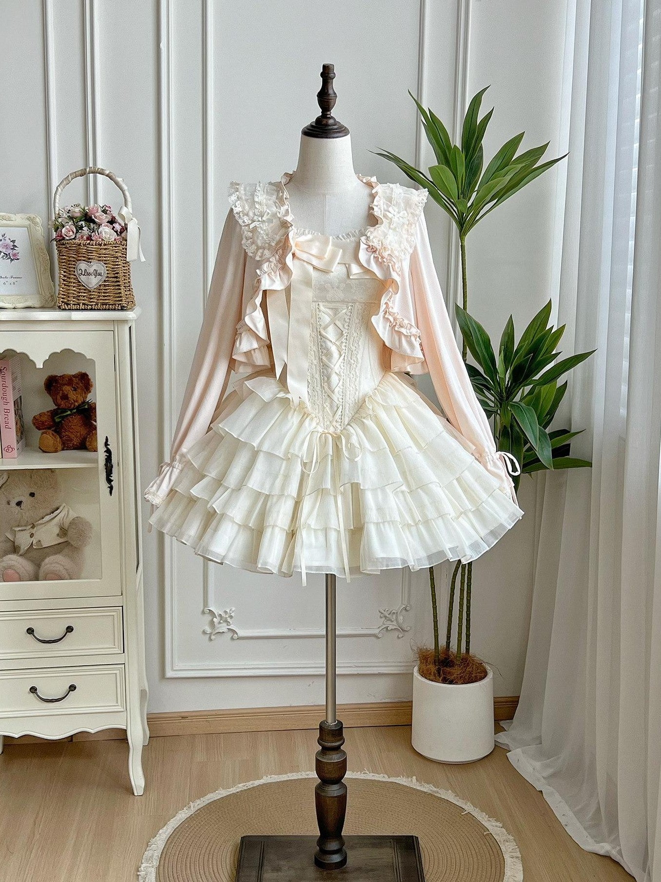 With PUJI Mist Kiss Lily Adjustable Straps Waist Boning Women's Jsk / Jumper Skirts