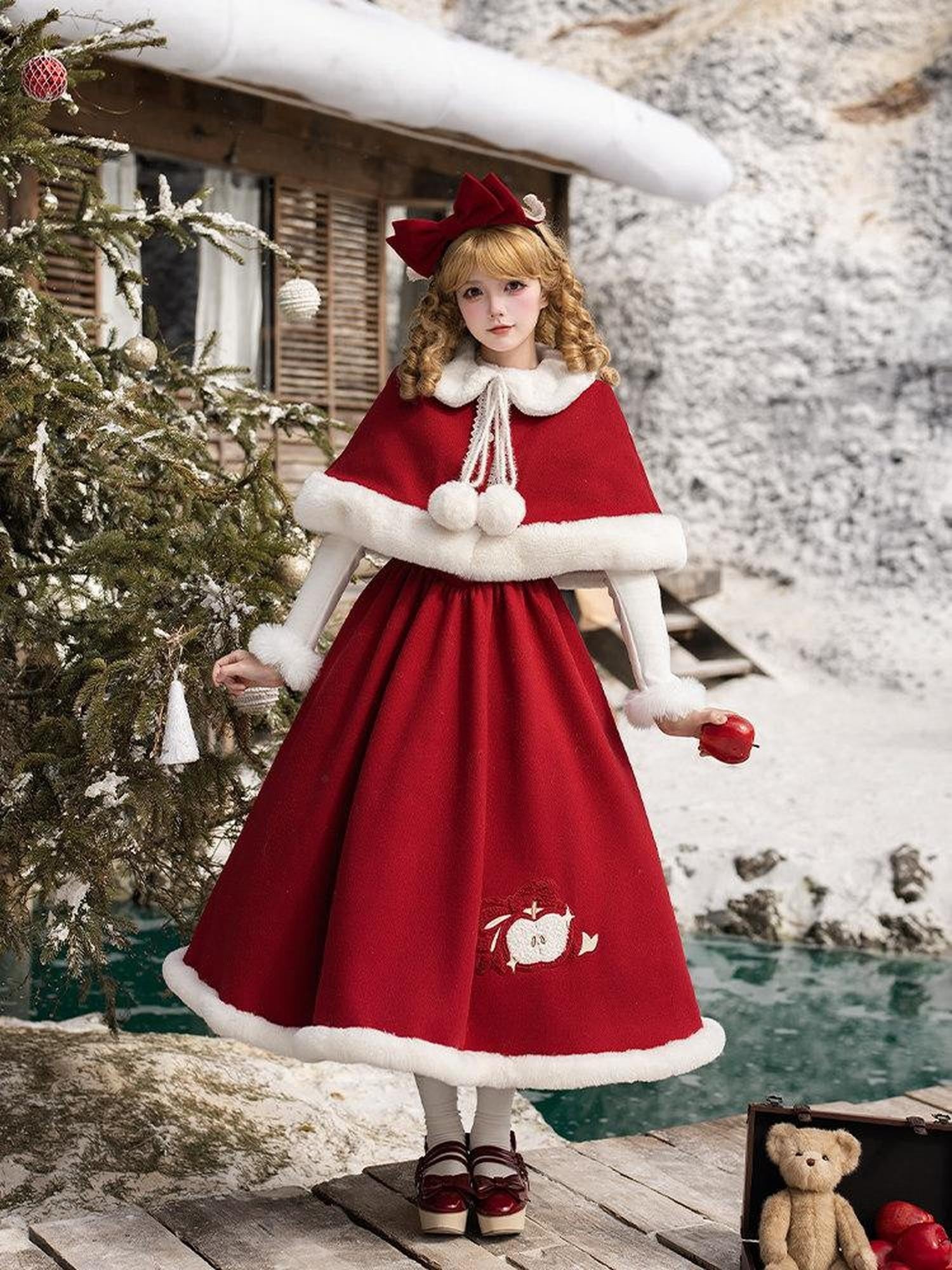 With PUJI Quilted Cloak Detachable Bow Adjustable Straps Long Underbust Women's Jsk Sets