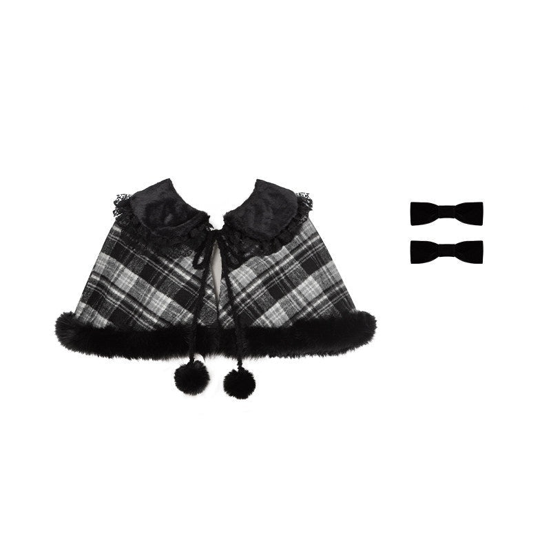 With_PUJI_Red_Black_Three_Tier_Plaid_Bow_Brooch_Fleece_Shawl_Women's_Jsk_Sets_998902576569_MISSTT