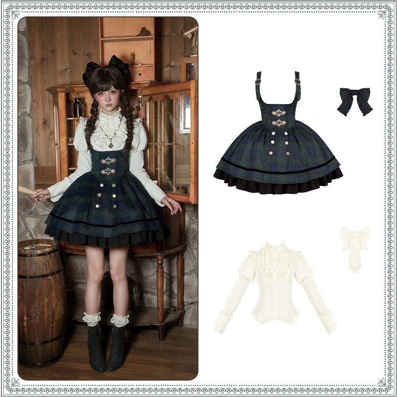 With_PUJI_Ruffle_Hem_Bustier_Shirt_Cape_School_Style_Women's_Full_Coordination_Sets_981593920743_MISSTT