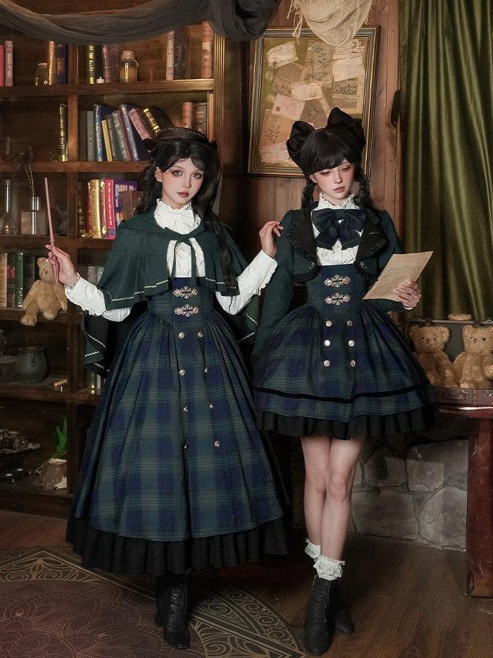 With PUJI Ruffle Hem Bustier Shirt Cape School Style Women's Full Coordination Sets