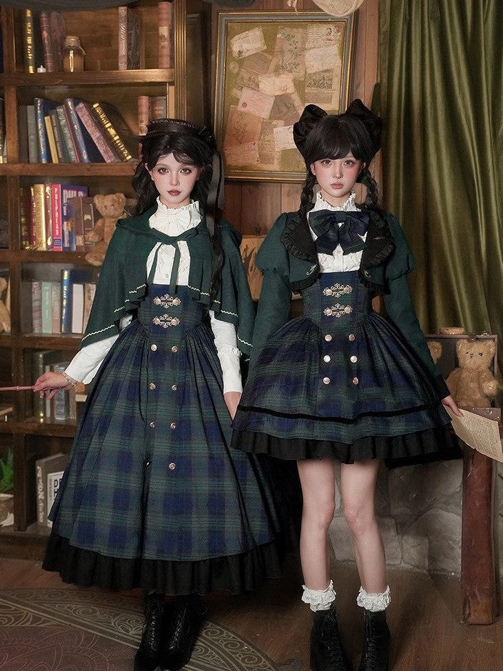 With PUJI Ruffle Hem Bustier Shirt Cape School Style Women's Full Coordination Sets
