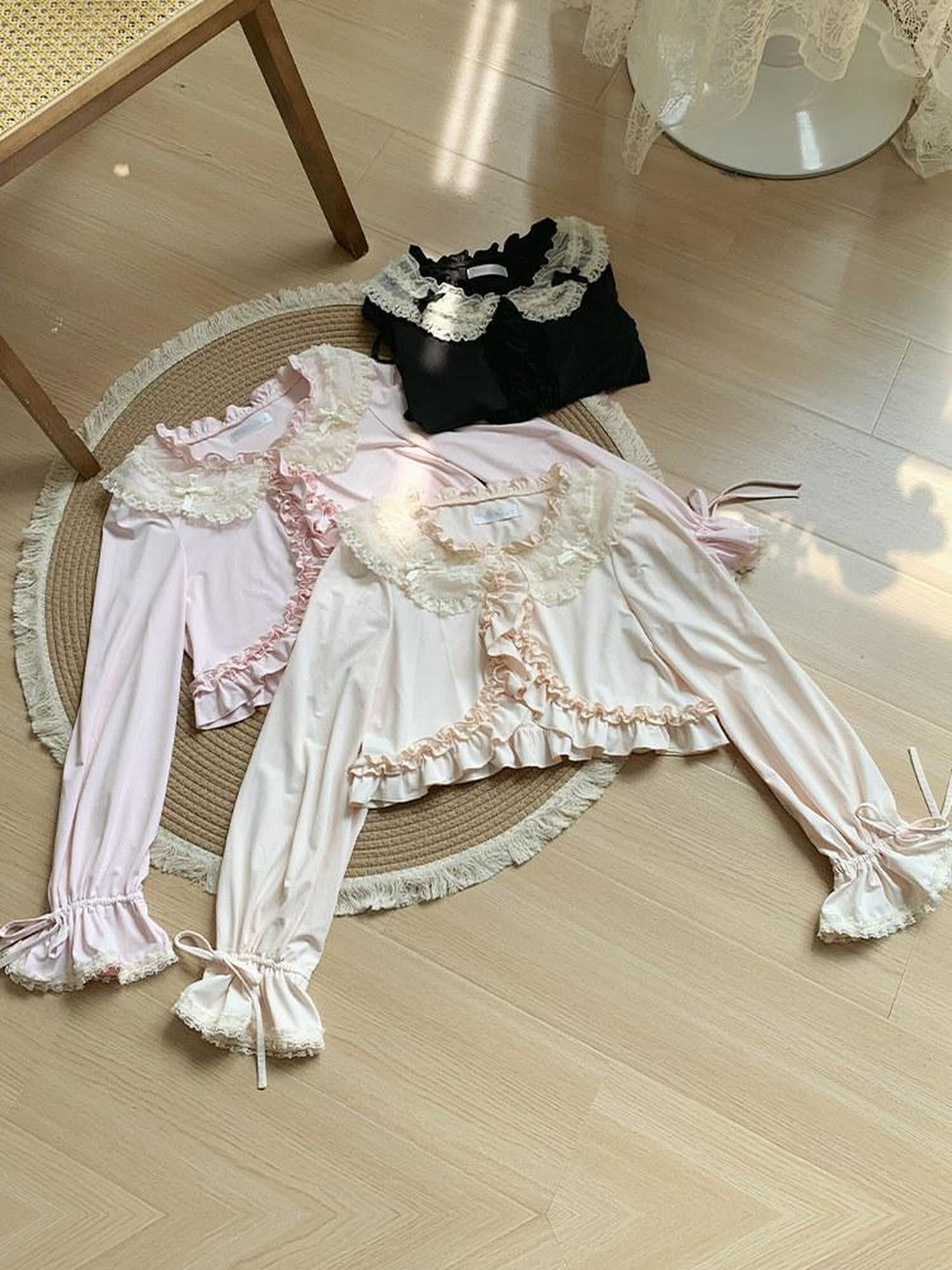 With PUJI Three Color Lace Ruffle Women's Breathable Sun Protection Short Cardigans
