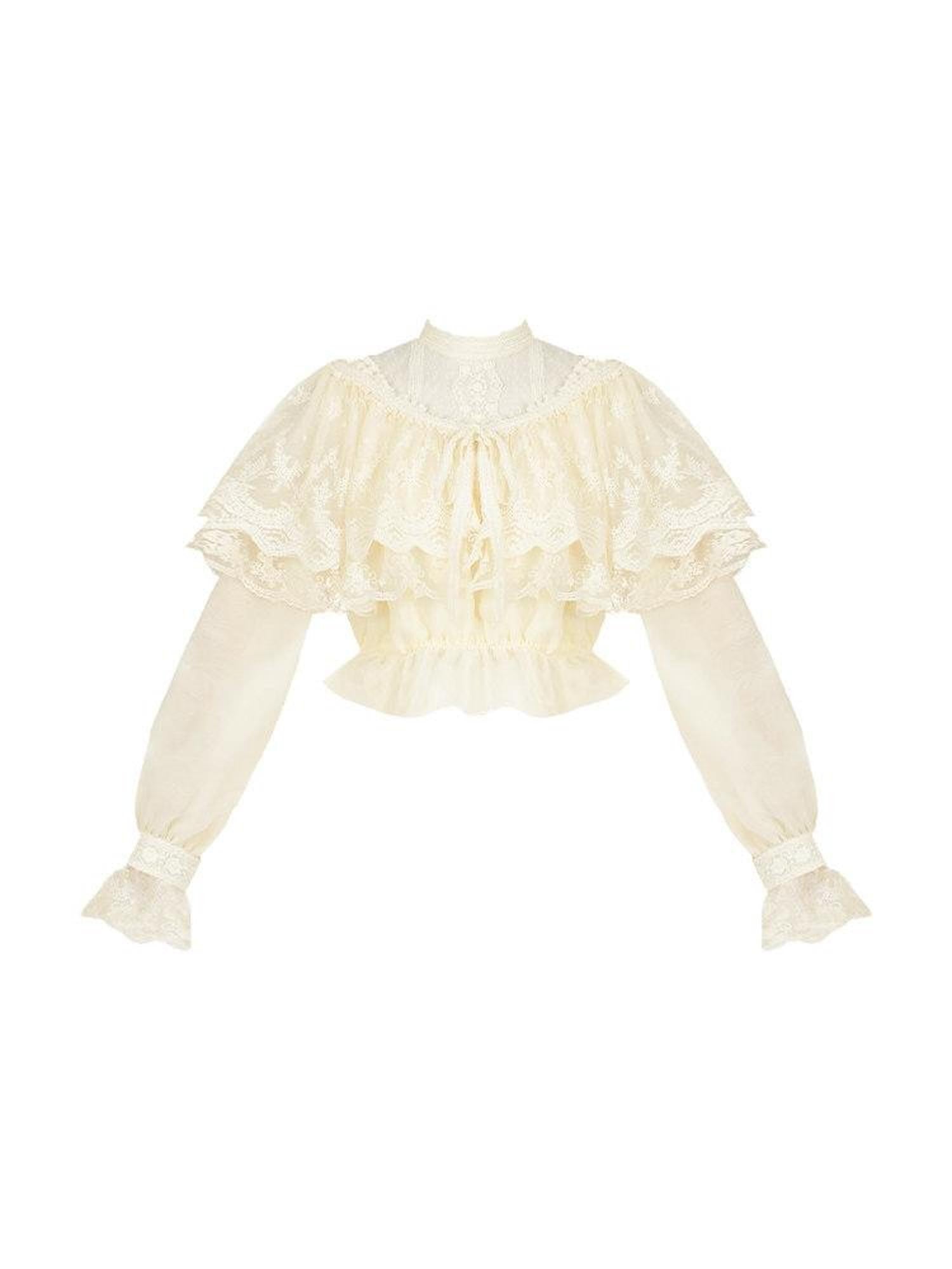 With PUJI Three Color Solid 2way Lantern Sleeve Lolita Women's Other 100 Percent Boleros