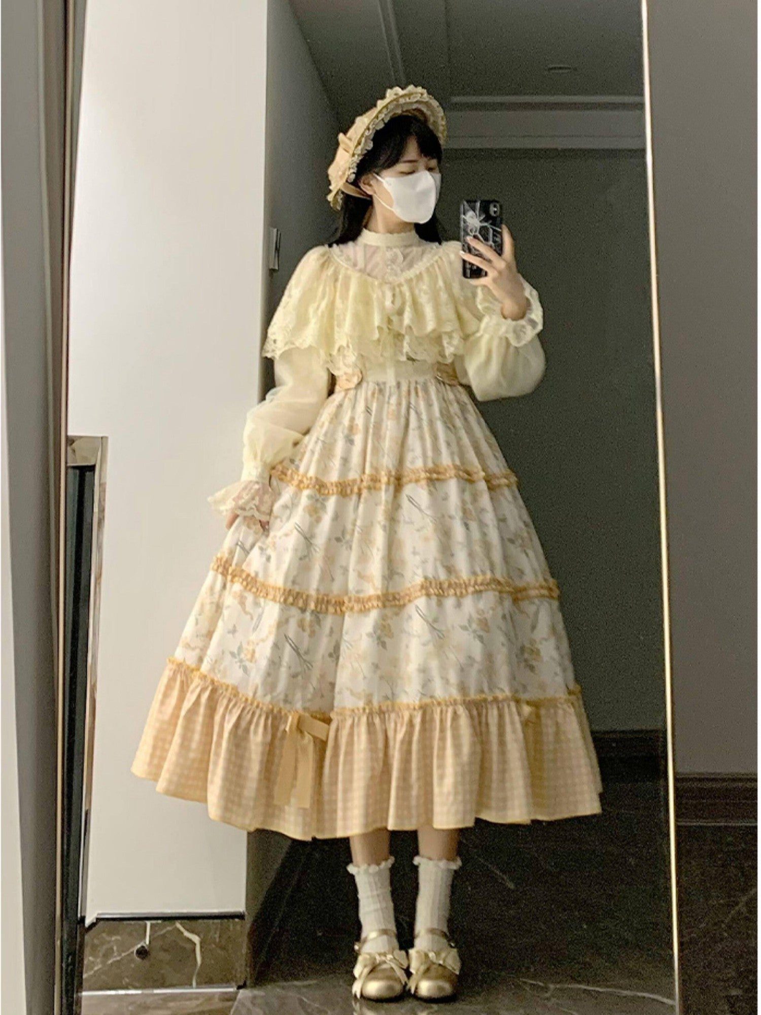 With PUJI Three Color Solid 2way Lantern Sleeve Lolita Women's Other 100 Percent Boleros