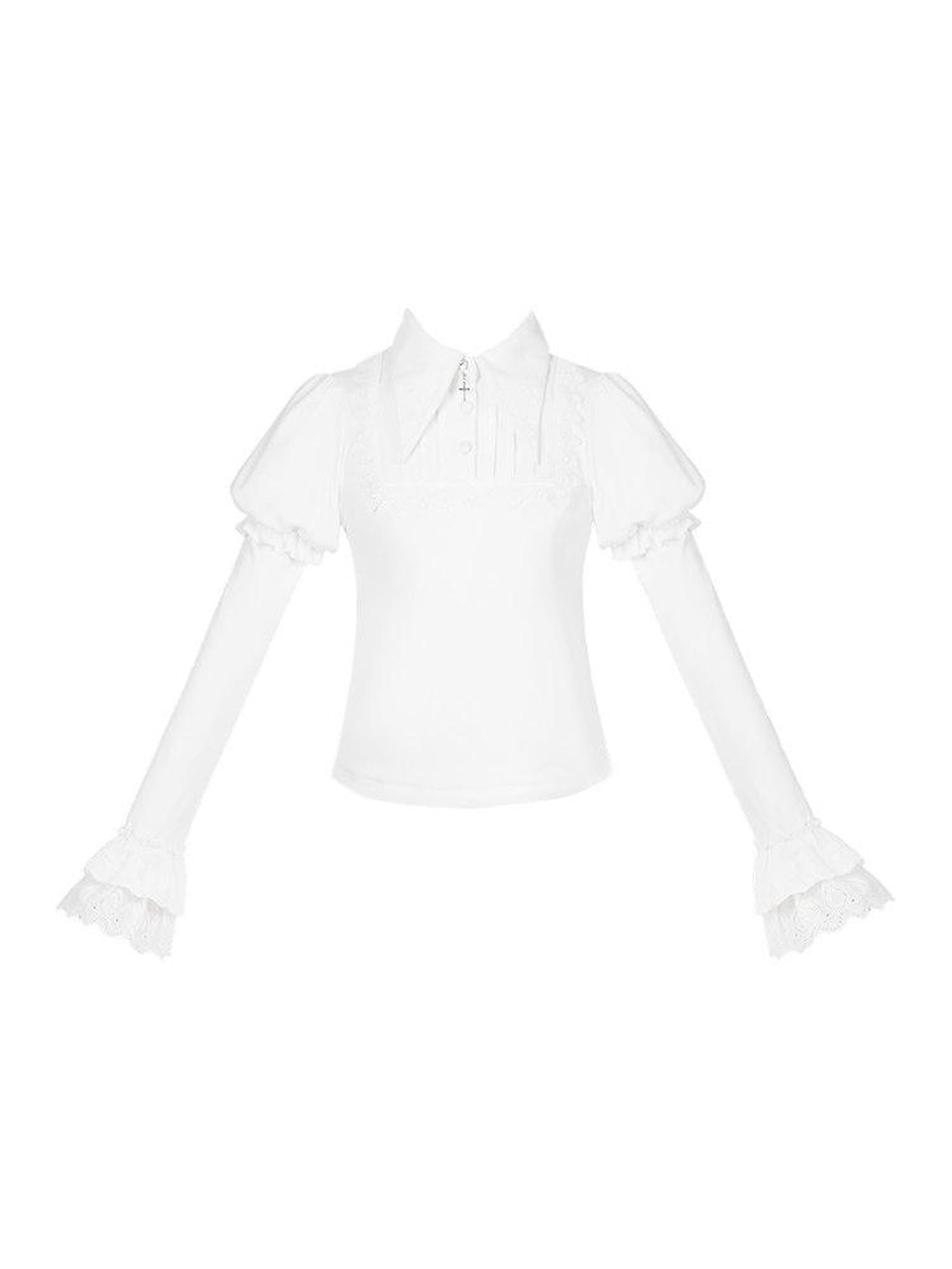 With PUJI Two Tone Pointed Collar Stretch Knit Women's Warm Inner Long Sleeve Cutsews
