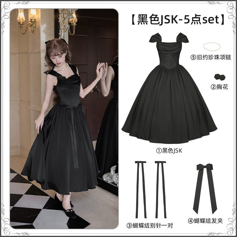 With_PUJI_Vintage_Boned_Waist_Draped_Neck_Spaghetti_Strap_Women's_Jsk_/_Jumper_Skirts_1035123198698_MISSTT