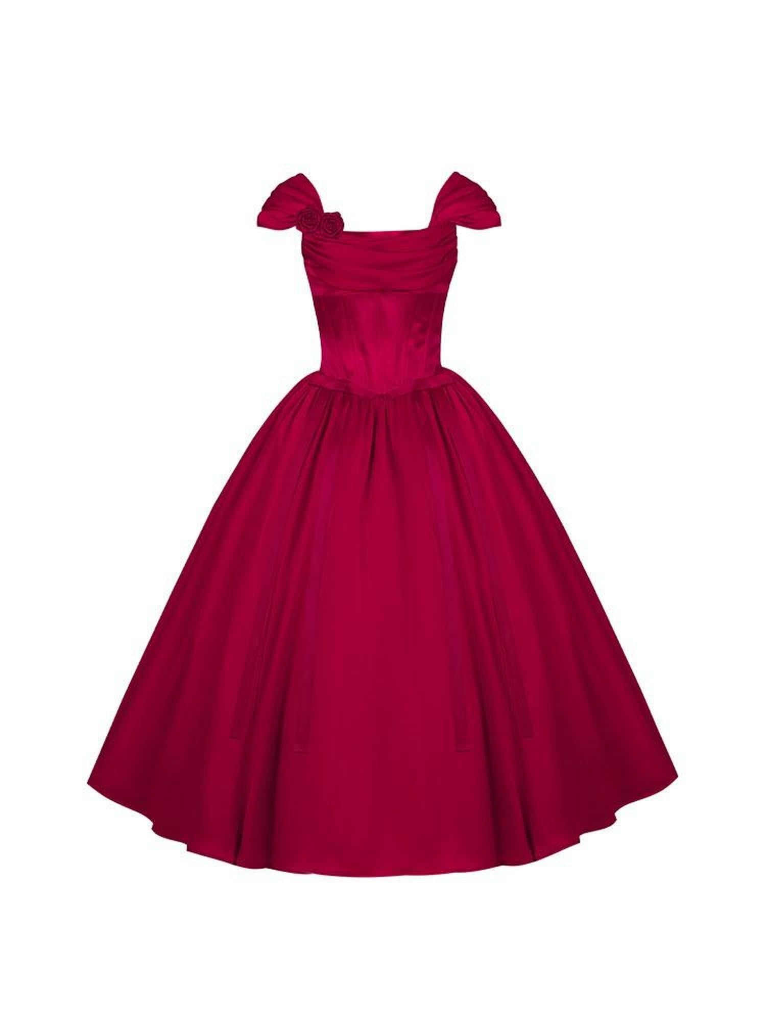 With PUJI Vintage Boned Waist Draped Neck Spaghetti Strap Women's Jsk / Jumper Skirts