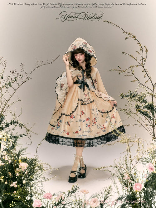 Yi Mu Hu Tao Amber Floral Bird Embroidered Sino Western Strappy Women's Jsk Sets