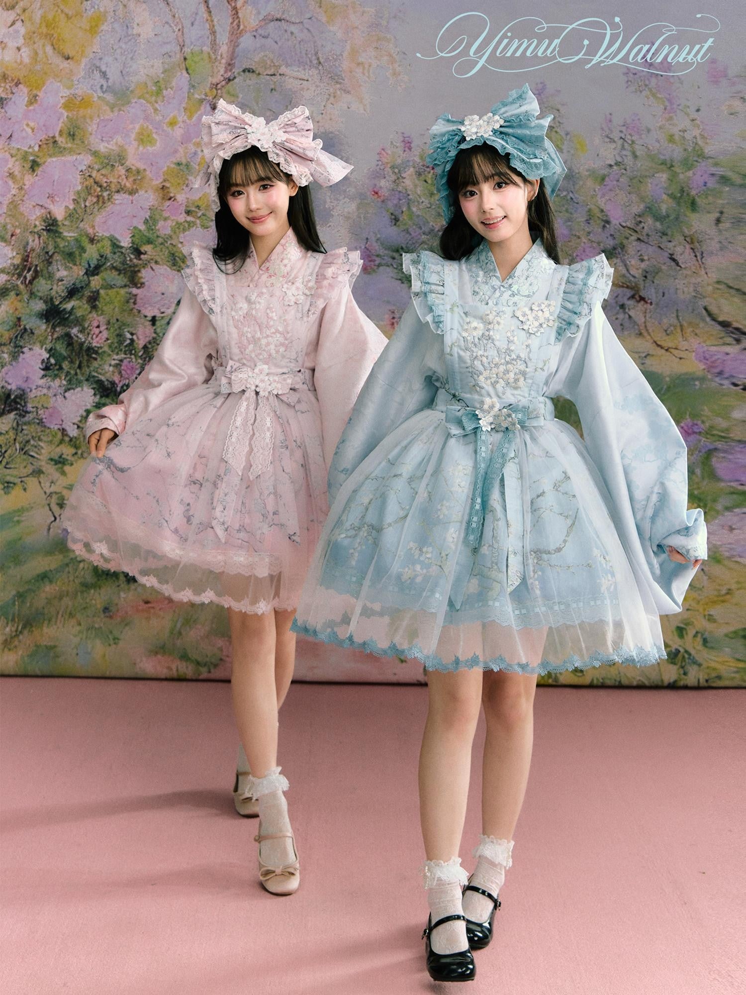 Yi Mu Hu Tao Apricot Blossom Print Ming Style Han Western Fusion Women's Op Sets