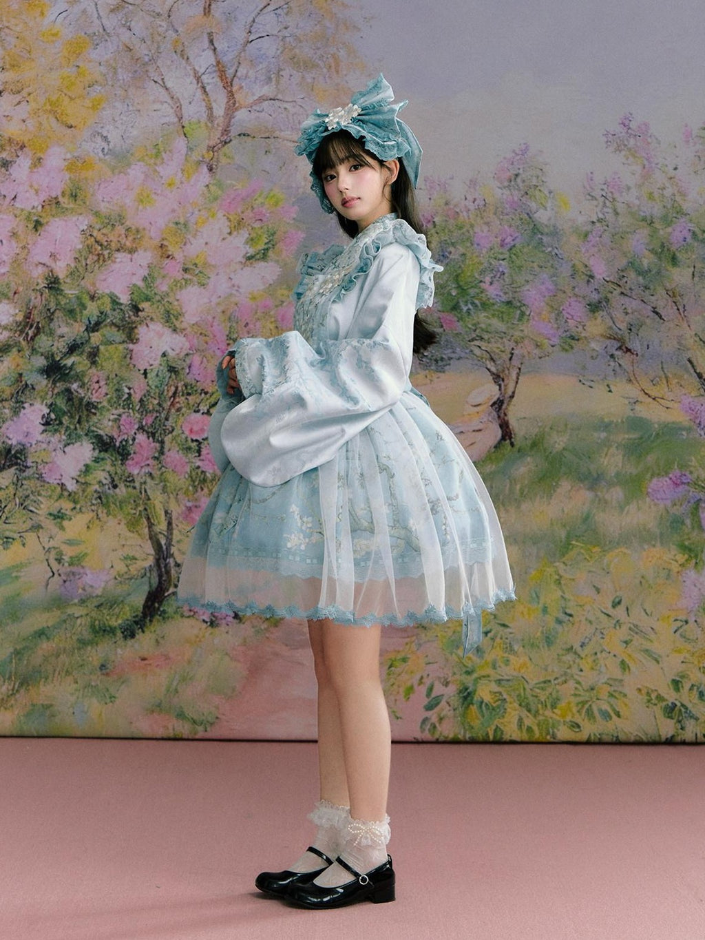 Yi Mu Hu Tao Apricot Blossom Print Ming Style Han Western Fusion Women's Op Sets