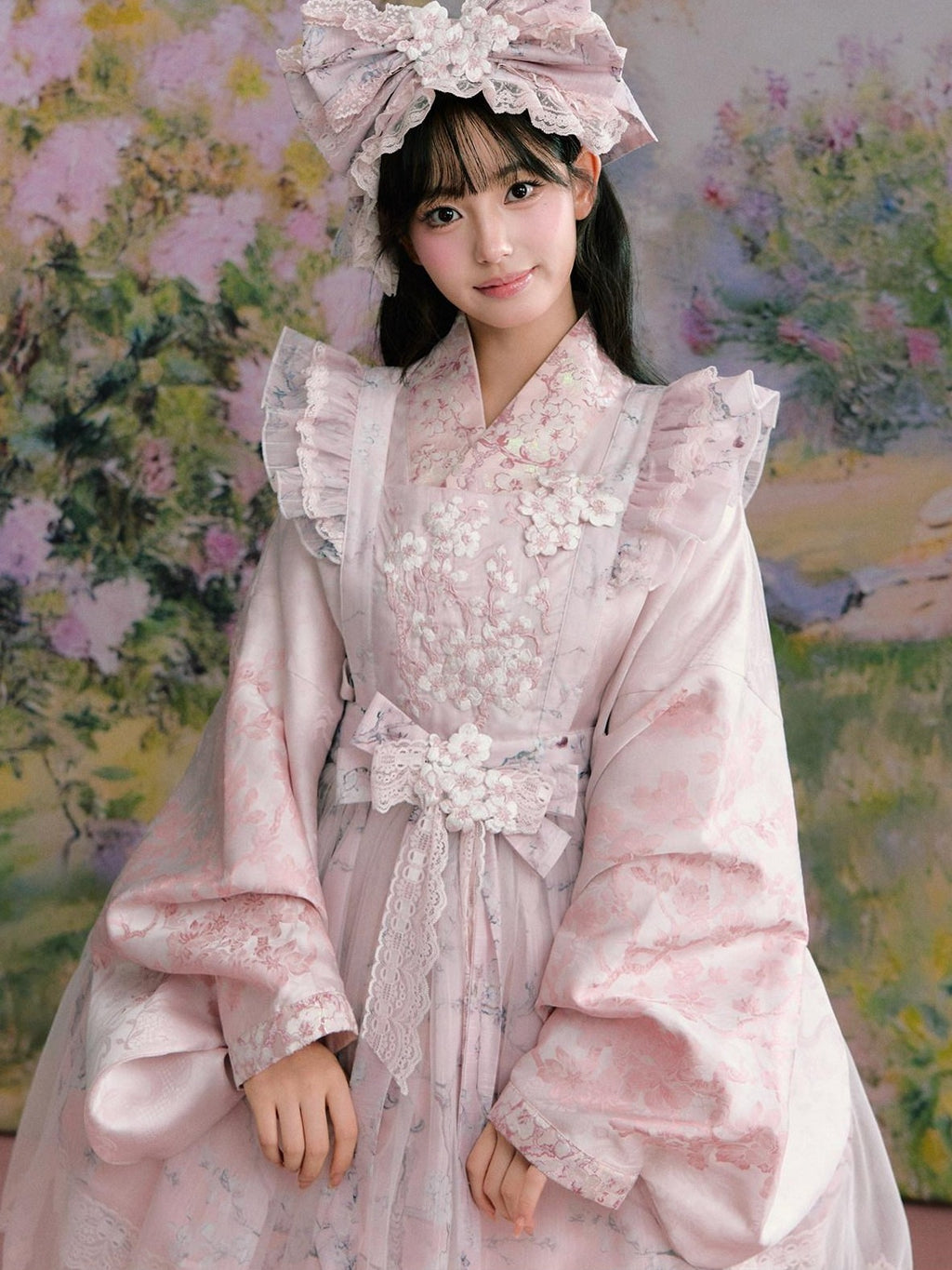 Yi Mu Hu Tao Apricot Blossom Print Ming Style Han Western Fusion Women's Op Sets