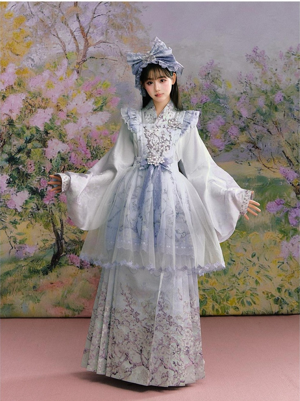 Yi Mu Hu Tao Apricot Blossom Print Ming Style Han Western Fusion Women's Op Sets