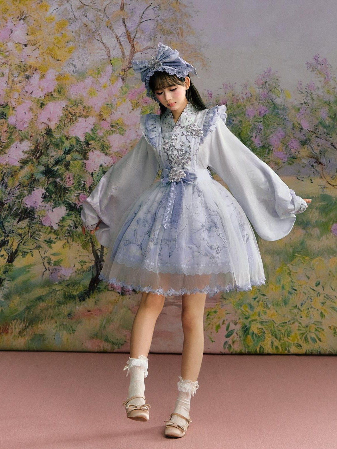 Yi Mu Hu Tao Apricot Blossom Print Ming Style Han Western Fusion Women's Op Sets