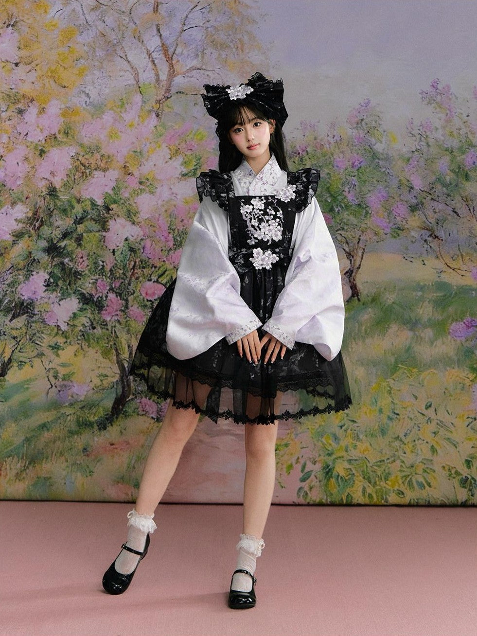 Yi Mu Hu Tao Apricot Blossom Print Ming Style Han Western Fusion Women's Op Sets