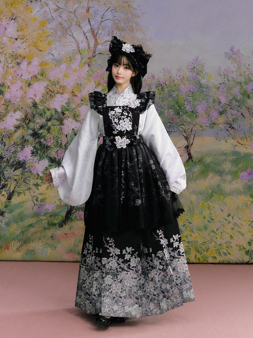 Yi Mu Hu Tao Apricot Blossom Print Ming Style Han Western Fusion Women's Op Sets
