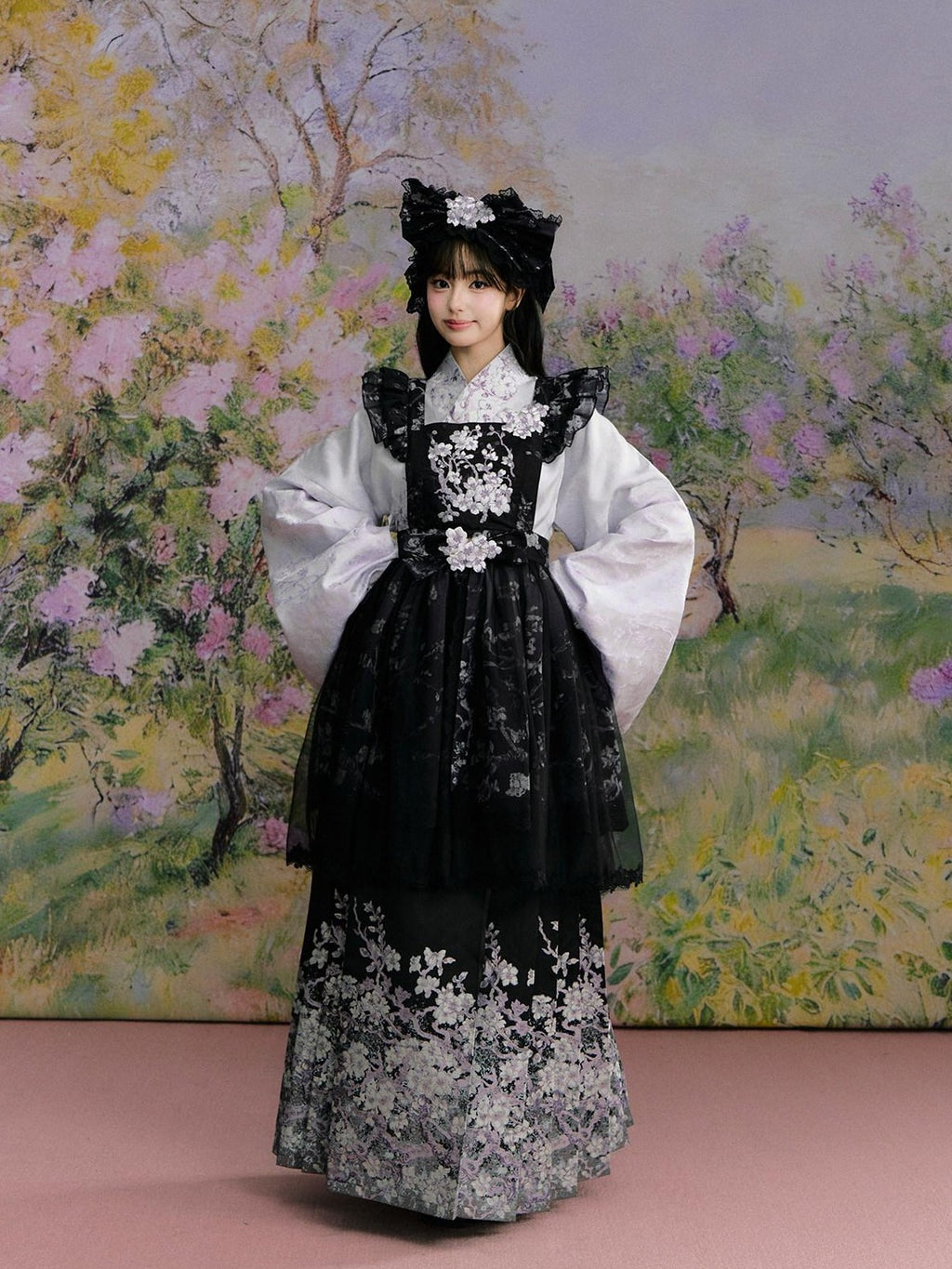 Yi Mu Hu Tao Apricot Blossom Print Ming Style Han Western Fusion Women's Op Sets