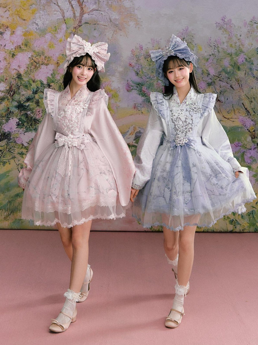 Yi Mu Hu Tao Apricot Blossom Print Ming Style Han Western Fusion Women's Op Sets
