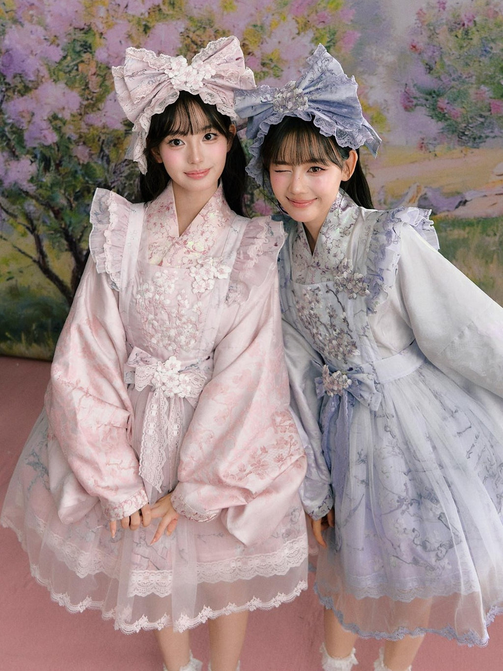 Yi Mu Hu Tao Apricot Blossom Print Ming Style Han Western Fusion Women's Op Sets