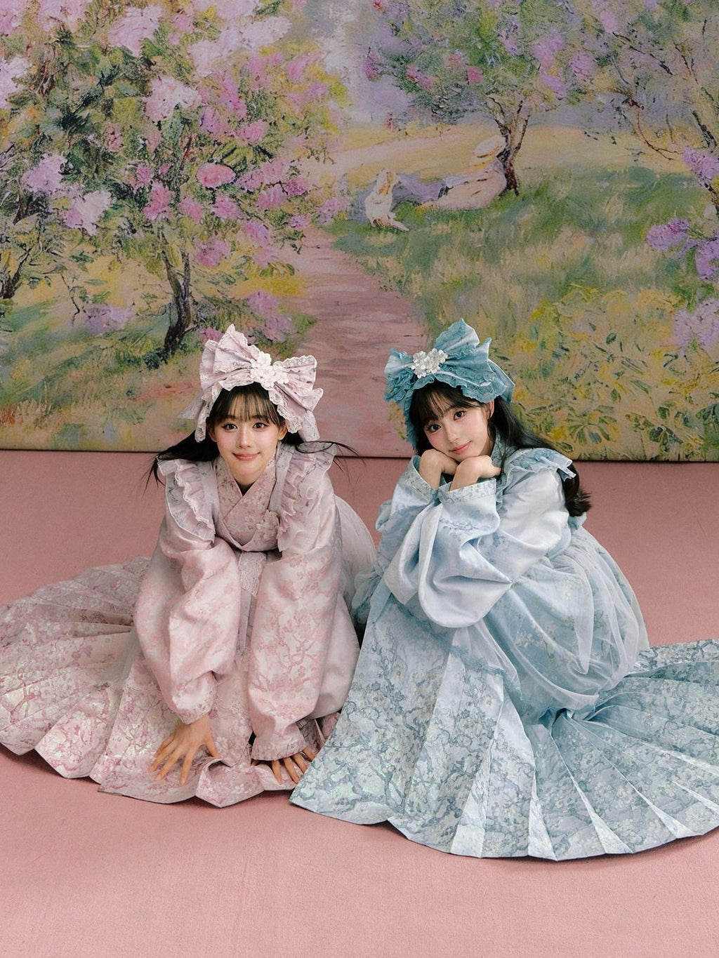 Yi Mu Hu Tao Apricot Blossom Print Ming Style Han Western Fusion Women's Op Sets