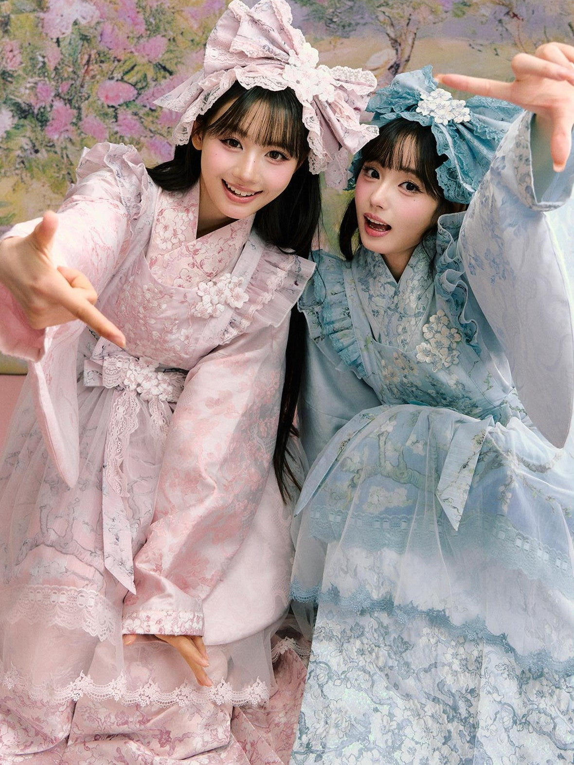 Yi Mu Hu Tao Apricot Blossom Print Ming Style Han Western Fusion Women's Op Sets