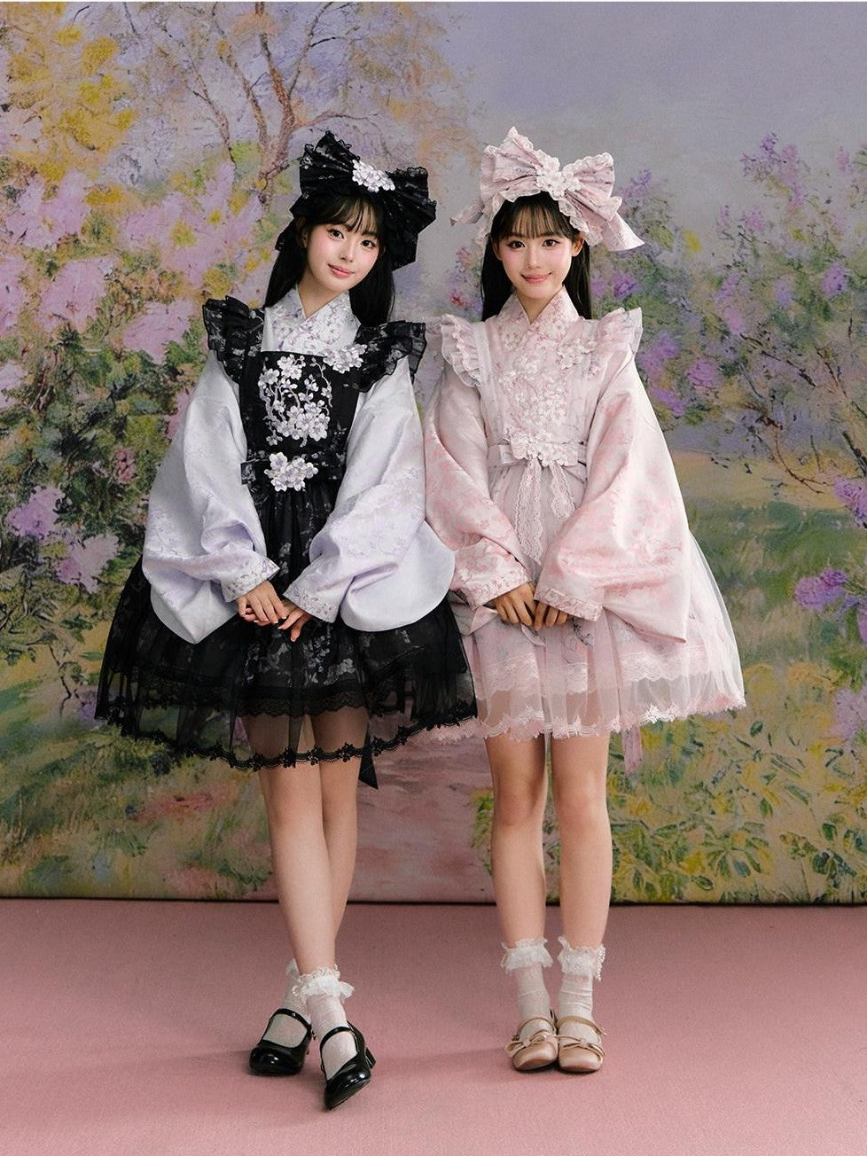 Yi Mu Hu Tao Apricot Blossom Print Ming Style Han Western Fusion Women's Op Sets
