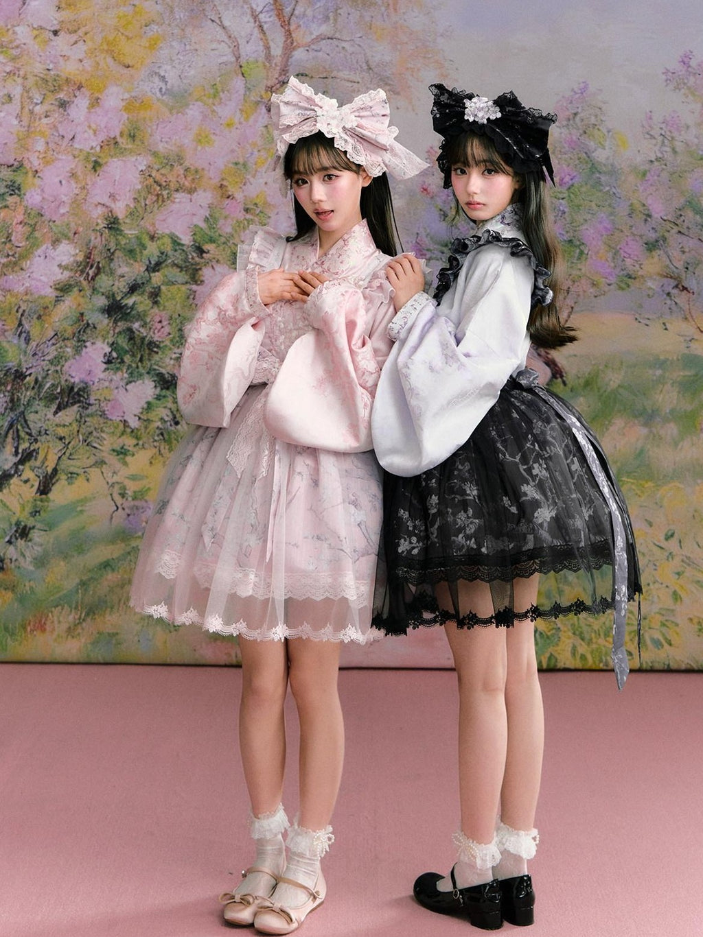 Yi Mu Hu Tao Apricot Blossom Print Ming Style Han Western Fusion Women's Op Sets