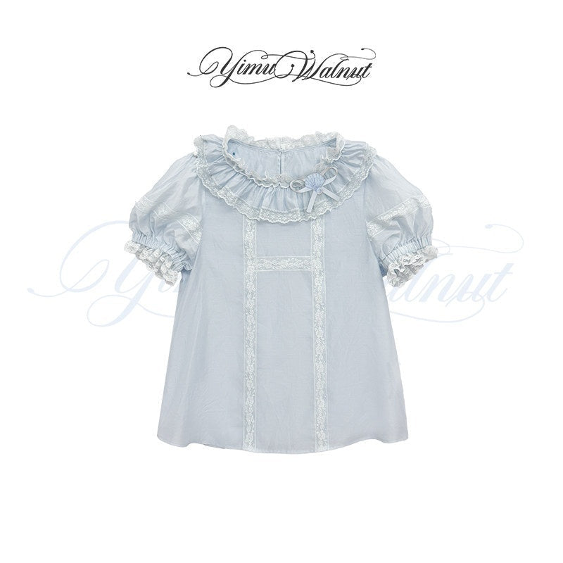 Yi_Mu_Hu_Tao_Blue_White_Shell_Embroidered_Women's_Tencel_Short_Dress_Full_Coordination_Sets_1045368013430_MISSTT