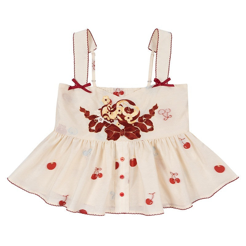 Yi_Mu_Hu_Tao_Cherry_Jacquard_Aline_Side_Zipper_Slit_Women's_Nylon_Cotton_Blend_Skirt_Sets_950126245658_MISSTT