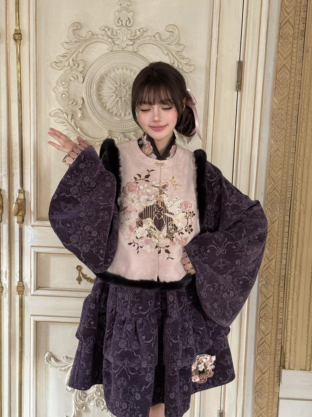 Yi Mu Hu Tao Chinese Girlish Lined Bijia Sino Western Women's Plush Jsk Sets