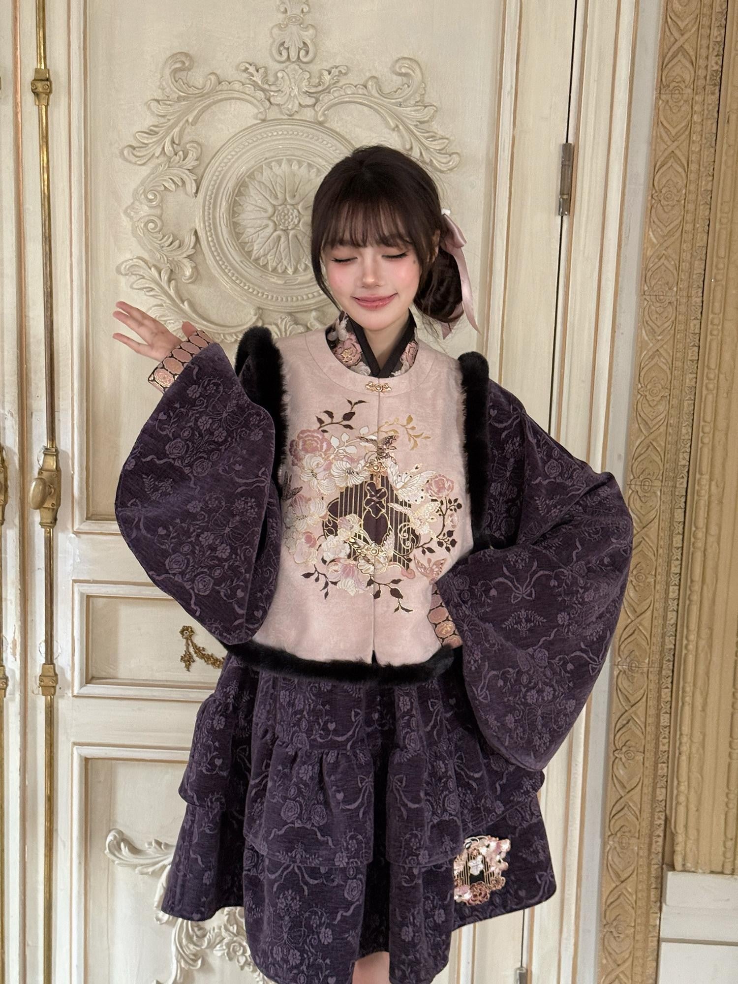 Yi Mu Hu Tao Chinese Girlish Lined Bijia Sino Western Women's Plush Jsk Sets