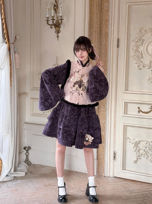 Yi Mu Hu Tao Chinese Girlish Lined Bijia Sino Western Women's Plush Jsk Sets