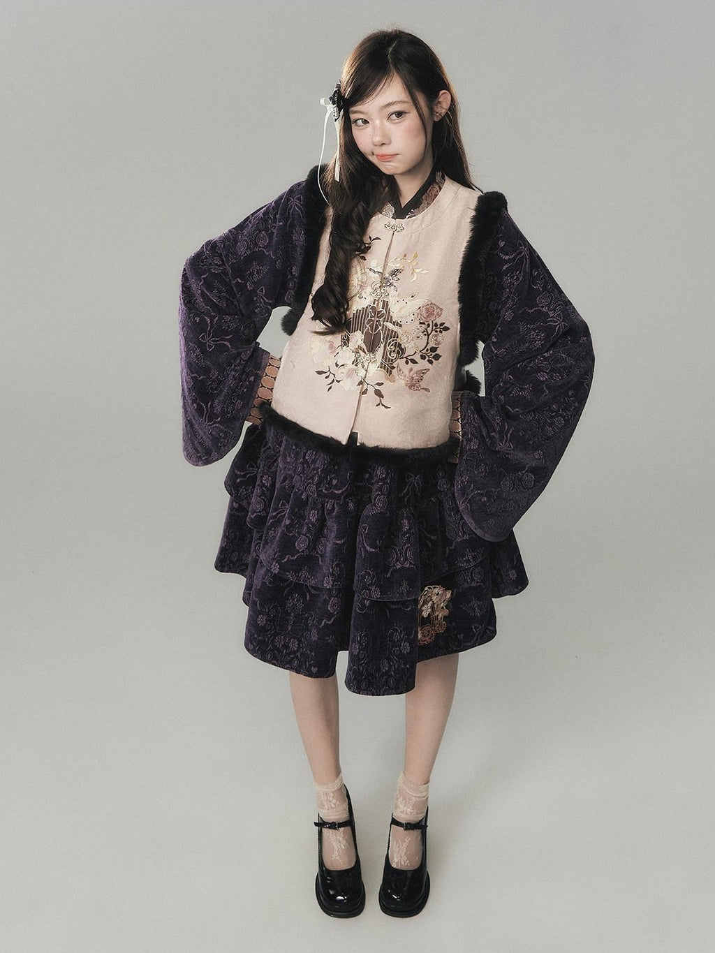 Yi Mu Hu Tao Chinese Girlish Lined Bijia Sino Western Women's Plush Jsk Sets