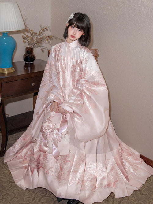 Yi Mu Hu Tao Cloud Shoulder Floral Cross Front Jacket Mamian Skirt Women's Skirt Sets