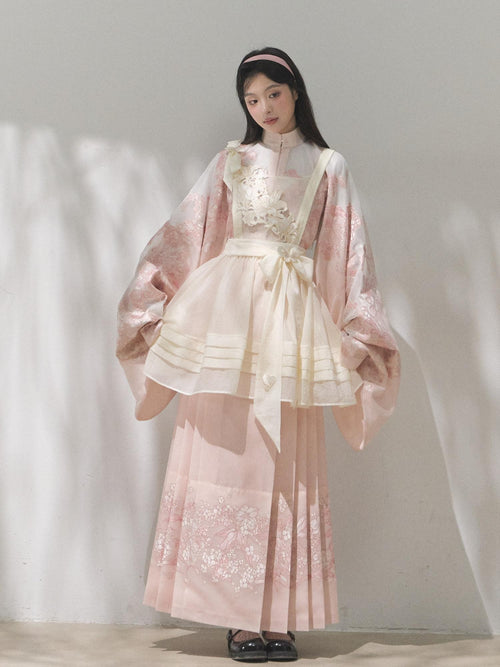 Yi Mu Hu Tao Cloud Shoulder Floral Cross Front Jacket Mamian Skirt Women's Skirt Sets