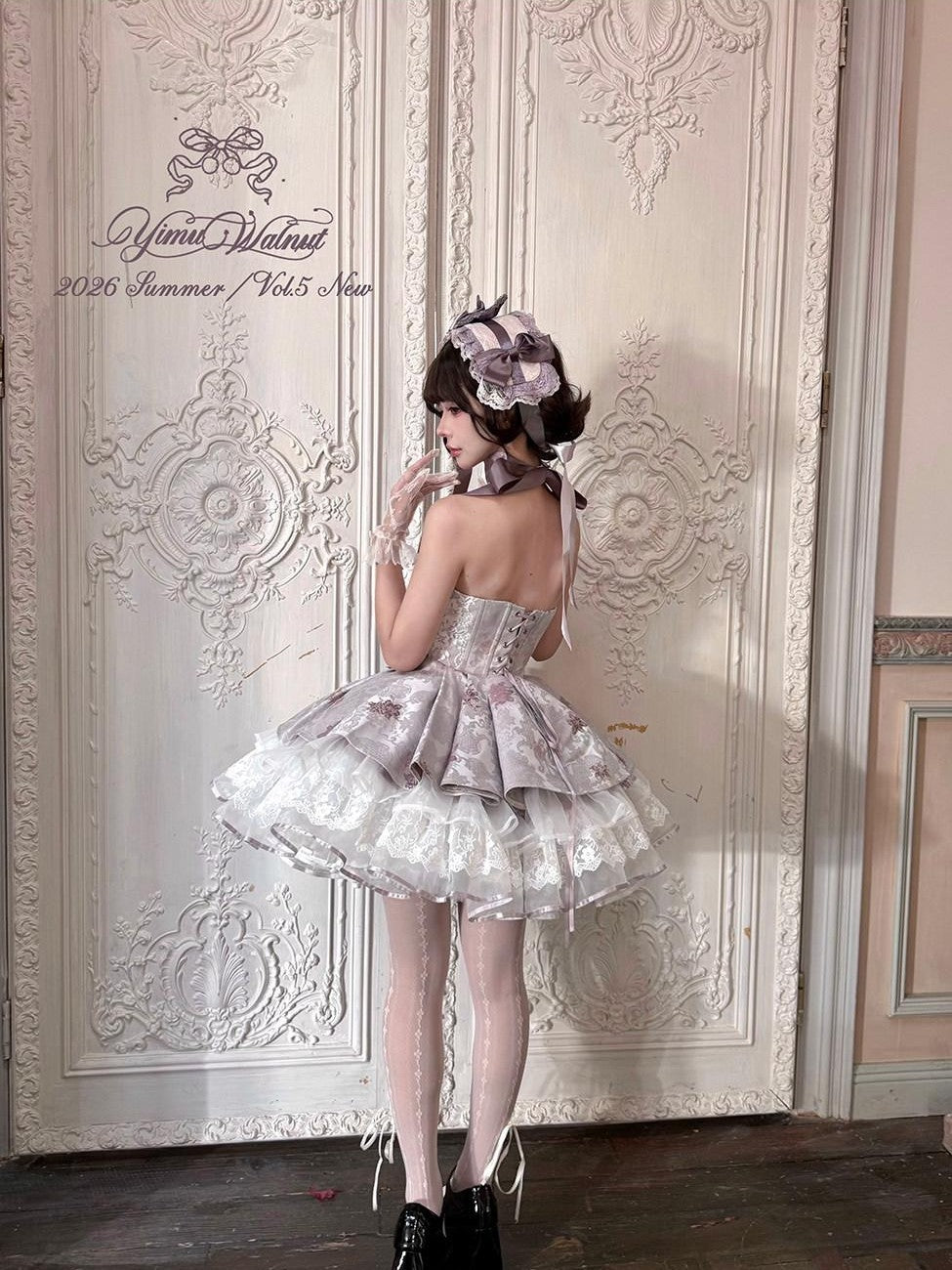 Yi Mu Hu Tao Embroidered Low Neck Cinched Waist Princess Puff Women's Jsk / Jumper Skirts