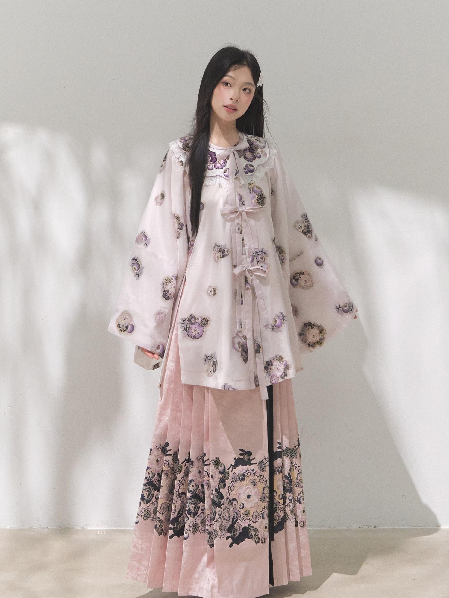 Yi Mu Hu Tao Modified Stand Collar Ming Style Hanfu Women's Full Coordination Sets