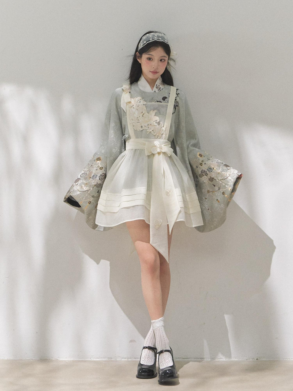Yi Mu Hu Tao Pink Mist Camellia Embroidered Han Western Women's Tencel Jsk / Jumper Skirts
