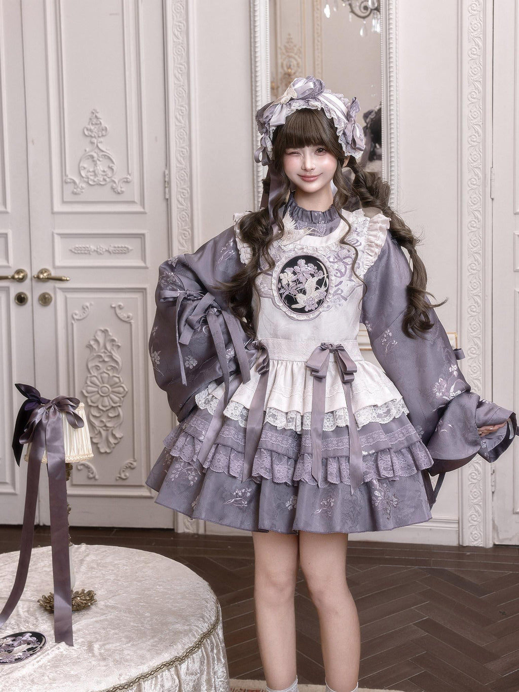 Yi Mu Hu Tao Purple Iris Heart Knot Embroidered Vest Sino Western Fusion Women's Jsk Sets