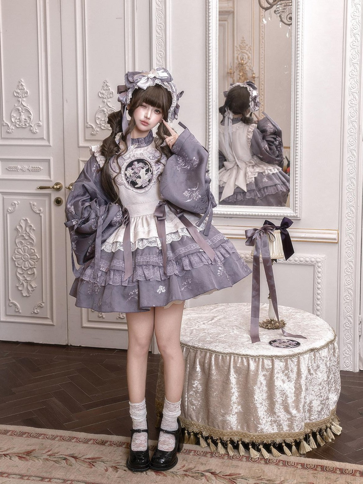 Yi Mu Hu Tao Purple Iris Heart Knot Embroidered Vest Sino Western Fusion Women's Jsk Sets