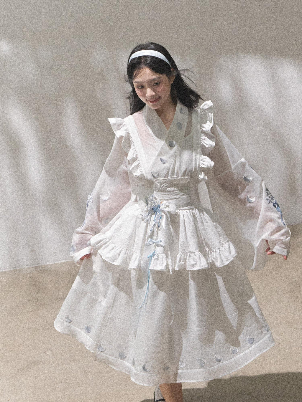 Yi Mu Hu Tao Sheer White Hanfu Inspired Lined Two Piece Women's Tencel Jsk Sets