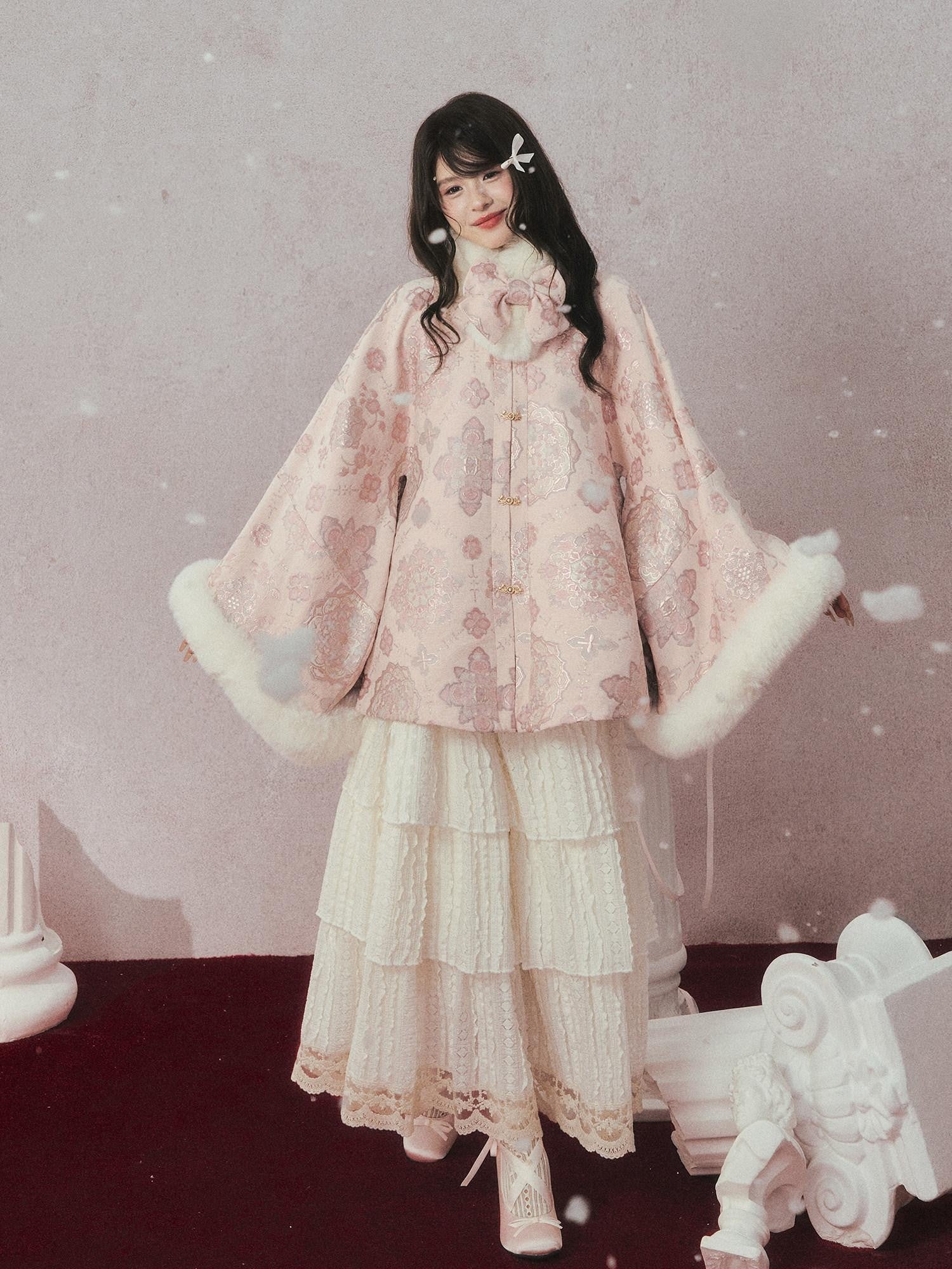 Yi Mu Hu Tao Two Tone Song Brocade Han Western Zhaojun Jacket Tiered Women's Skirt Sets