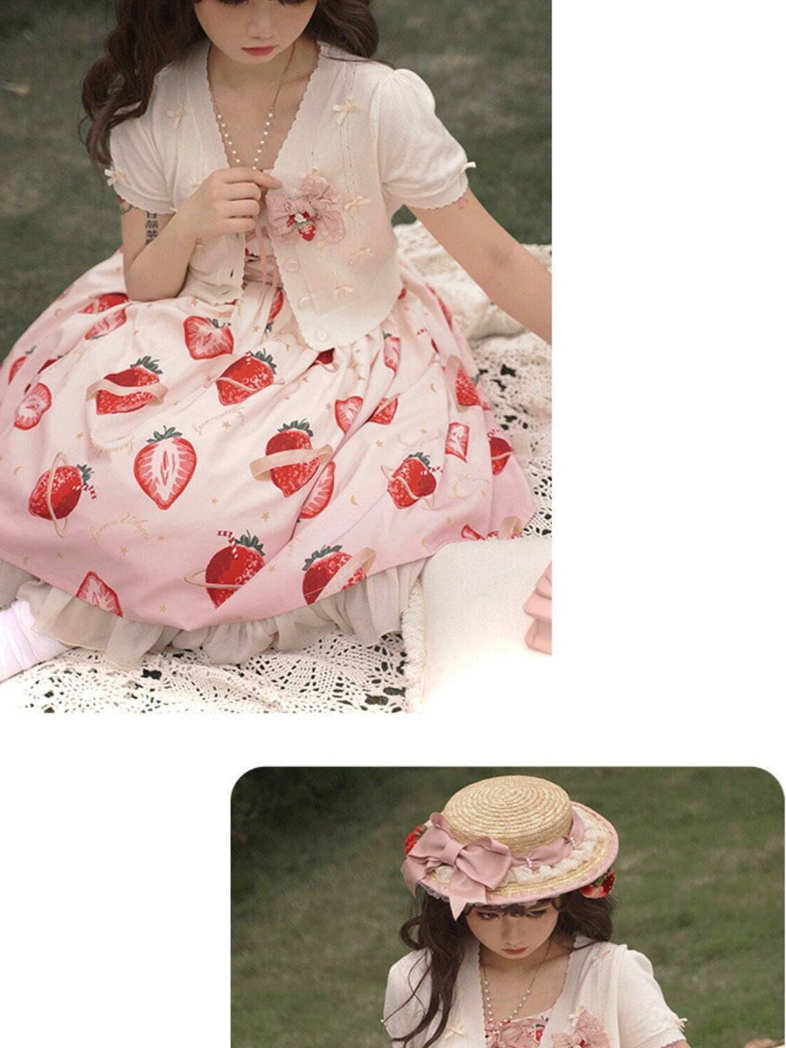 Zhong Xia Wu Yu Bow Cluster Ribbon Short Sleeve Women's Knit Short Cardigans