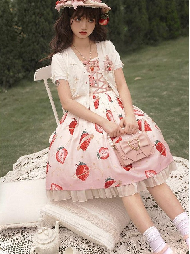 Zhong Xia Wu Yu Bow Cluster Ribbon Short Sleeve Women's Knit Short Cardigans