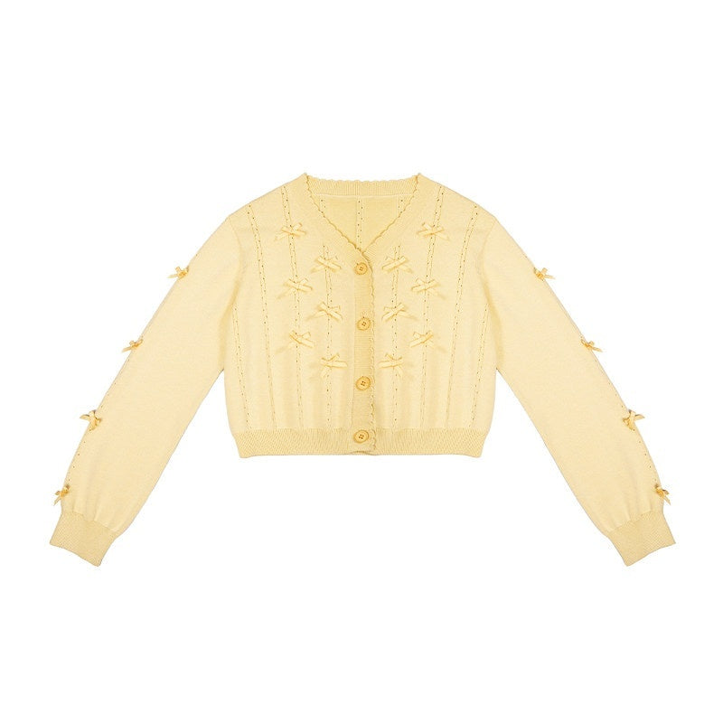 Zhong_Xia_Wu_Yu_Bow_Tie_Short_Sleeve_Soft_Girl_Women's_Knitted_Short_Cardigans_757157851399_MISSTT