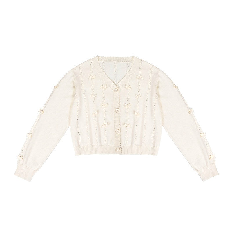 Zhong_Xia_Wu_Yu_Bow_Tie_Short_Sleeve_Soft_Girl_Women's_Knitted_Short_Cardigans_757157851399_MISSTT
