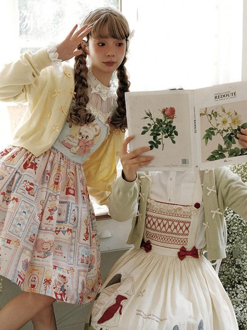 Zhong Xia Wu Yu Bow Tie Short Sleeve Soft Girl Women's Knitted Short Cardigans