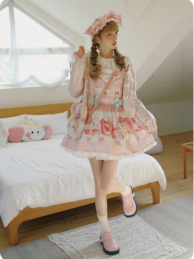 Zhong Xia Wu Yu Bow Tie Short Sleeve Soft Girl Women's Knitted Short Cardigans